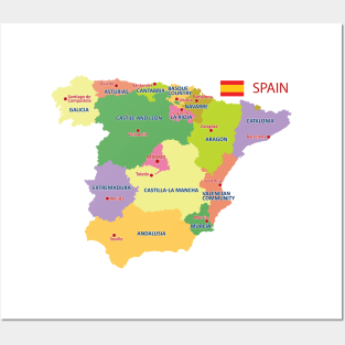 Administrative map of Spain Posters and Art